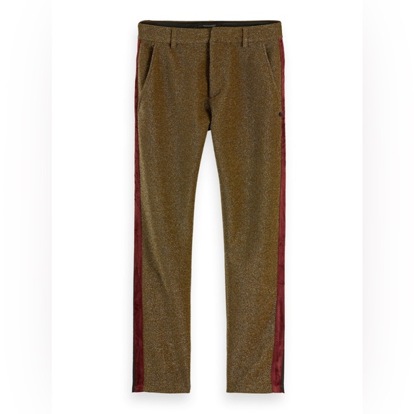 Scotch & Soda Maison Tapered Lurex Pants in Gold. Size Small. - Picture 6 of 11